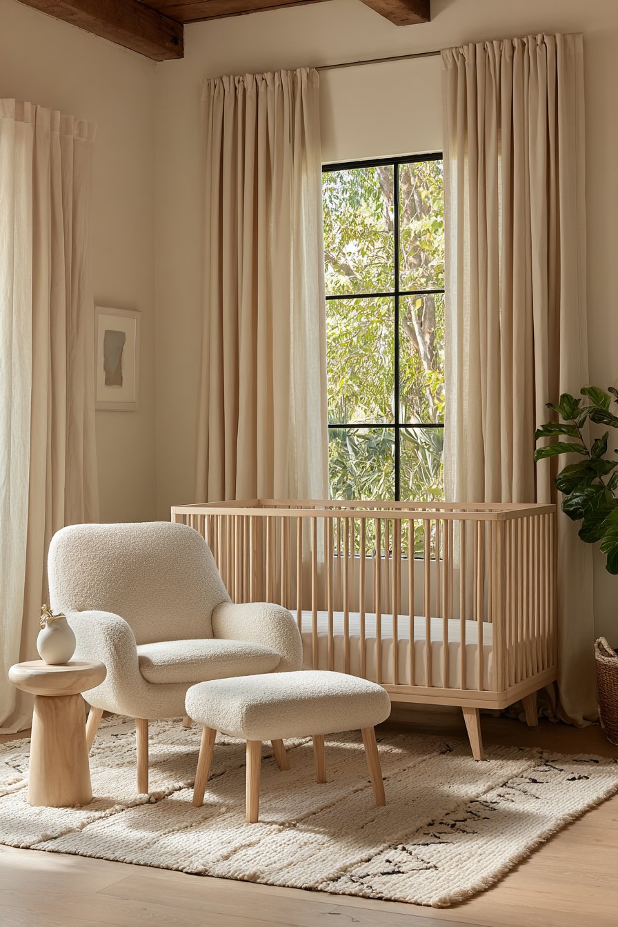 Serene Natural Oak Nursery with Grasscloth Accent