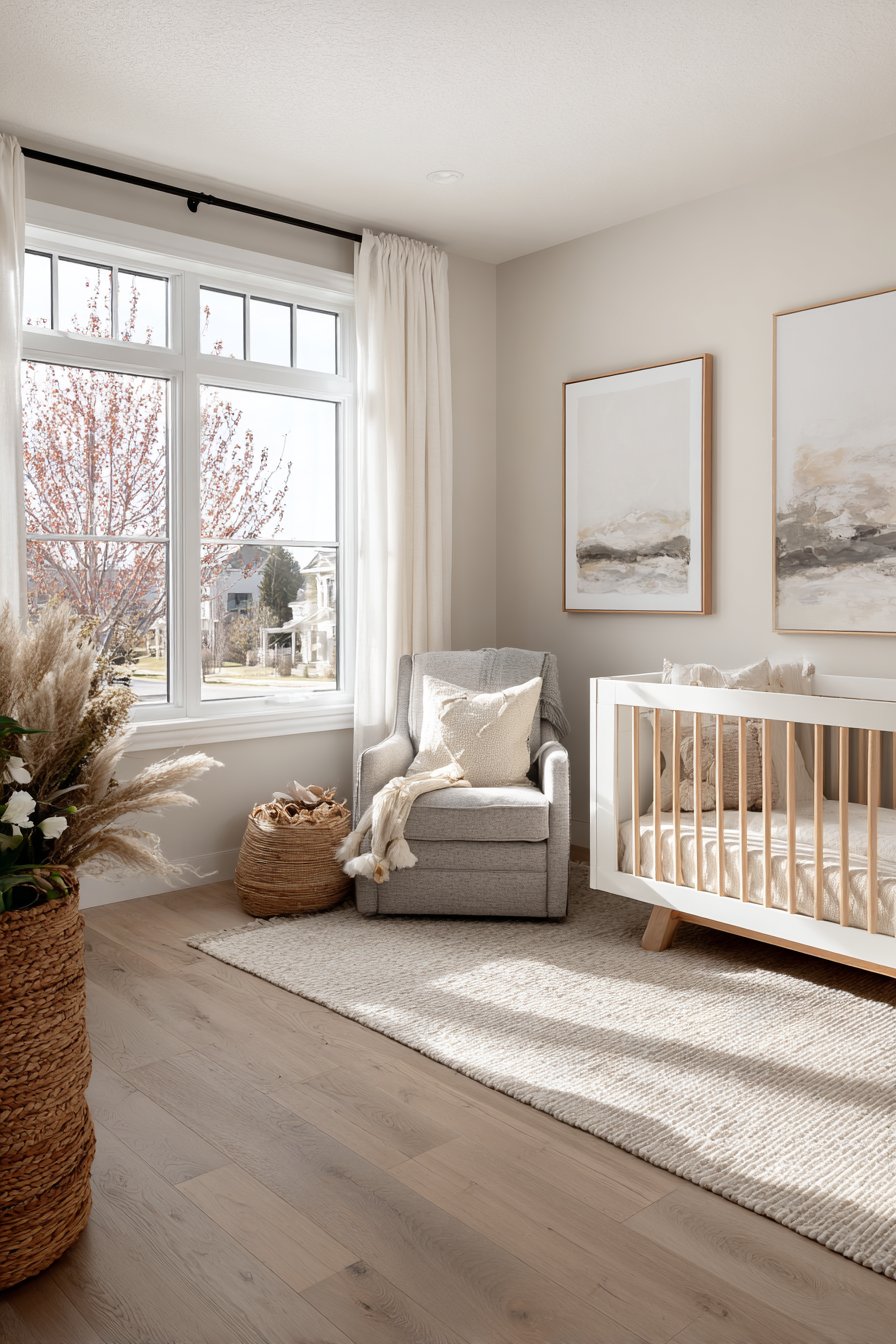 Classic White Nursery with Natural Linen Accents