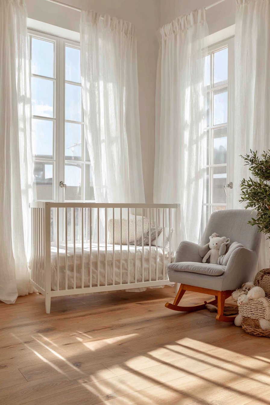Classic White Nursery with Natural Linen Accents