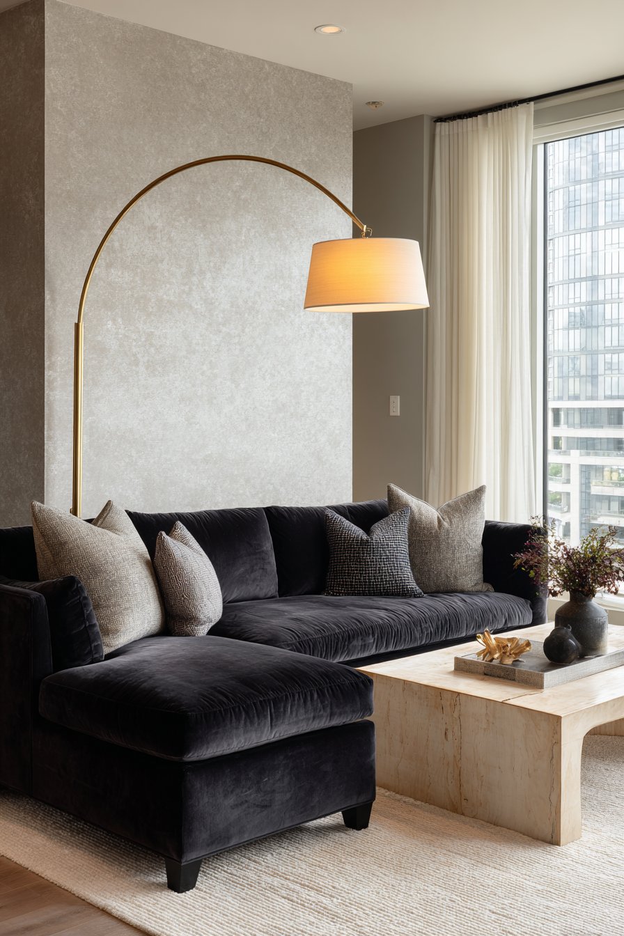 Contemporary Charcoal Velvet Elegance
