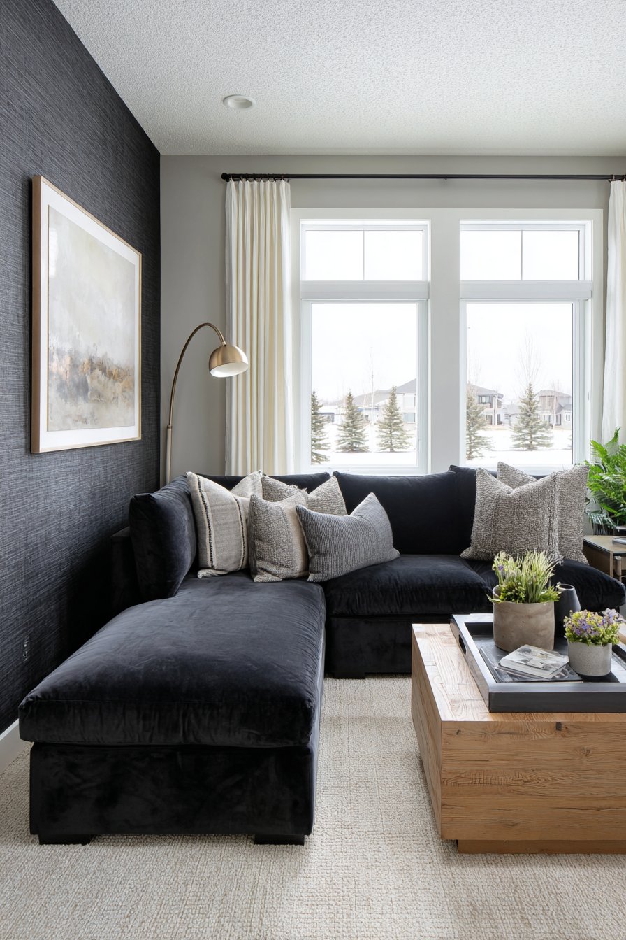 Contemporary Charcoal Velvet Elegance
