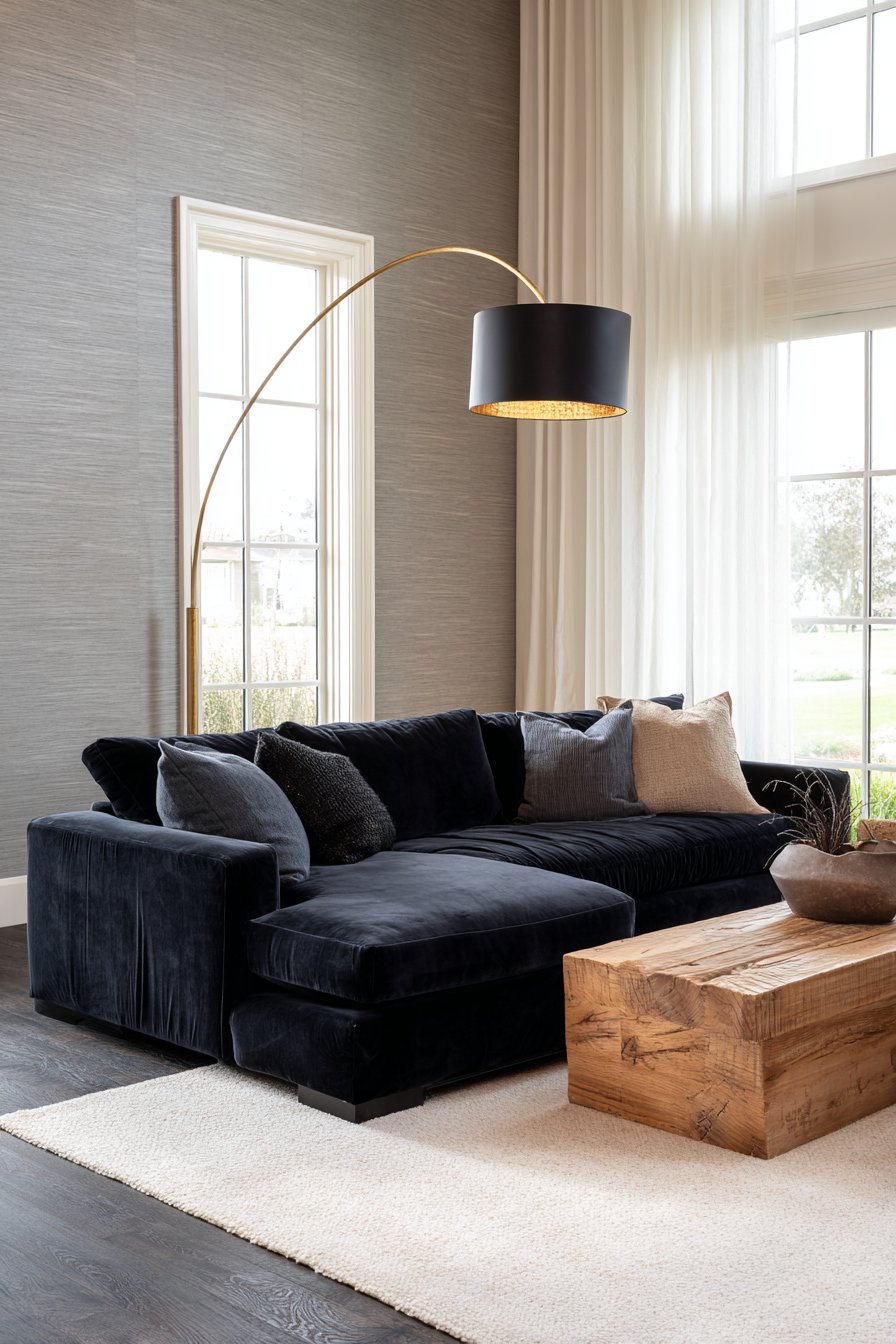 Contemporary Charcoal Velvet Elegance