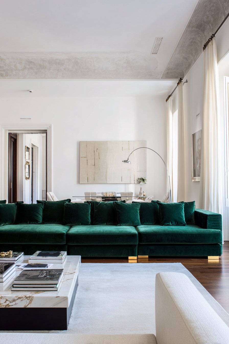 Emerald Velvet Luxury with Marble Accents