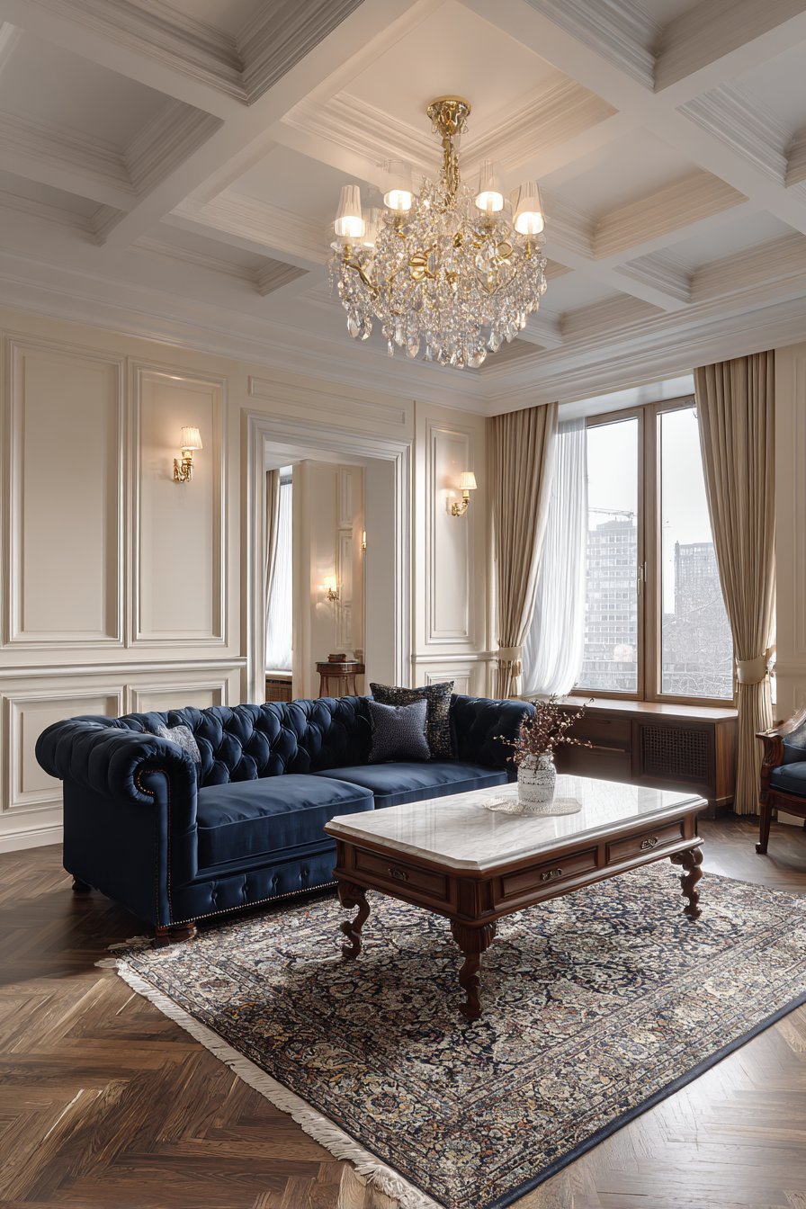 Navy Velvet Chesterfield Elegance