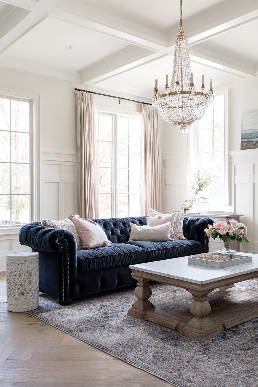 Navy Velvet Chesterfield Elegance