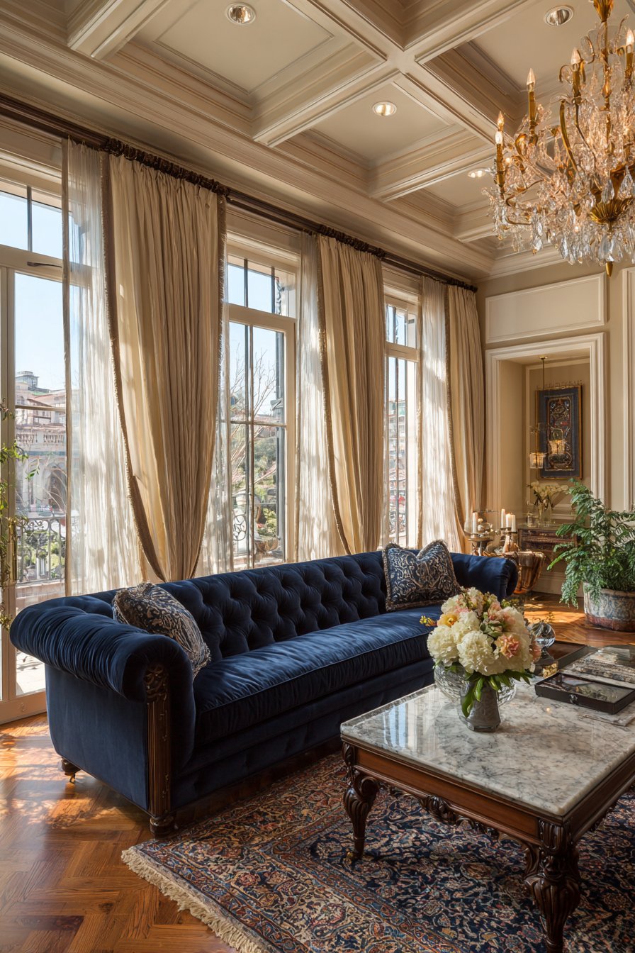 Navy Velvet Chesterfield Elegance