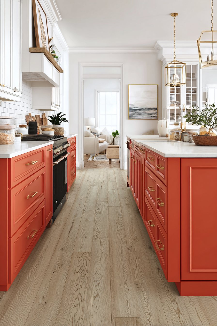 Modern Two-Tone Orange and White Kitchen