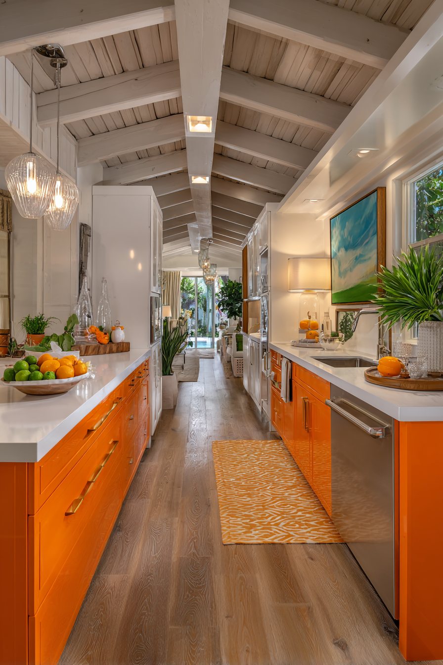 Modern Two-Tone Orange and White Kitchen