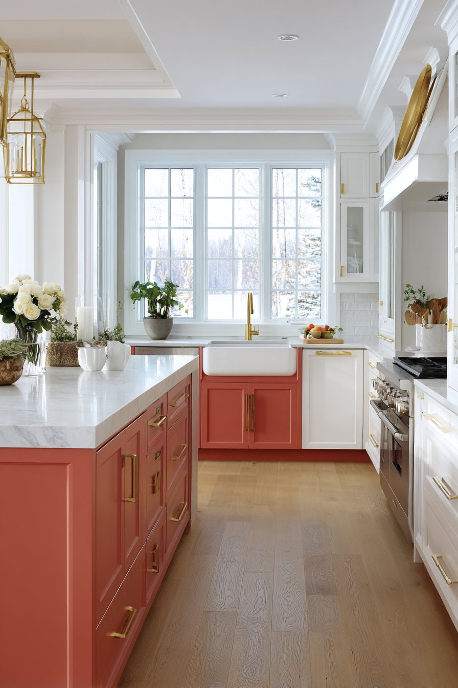 Modern Two-Tone Orange and White Kitchen