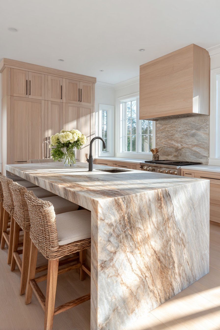 Waterfall-Edge Quartzite Island Centerpiece