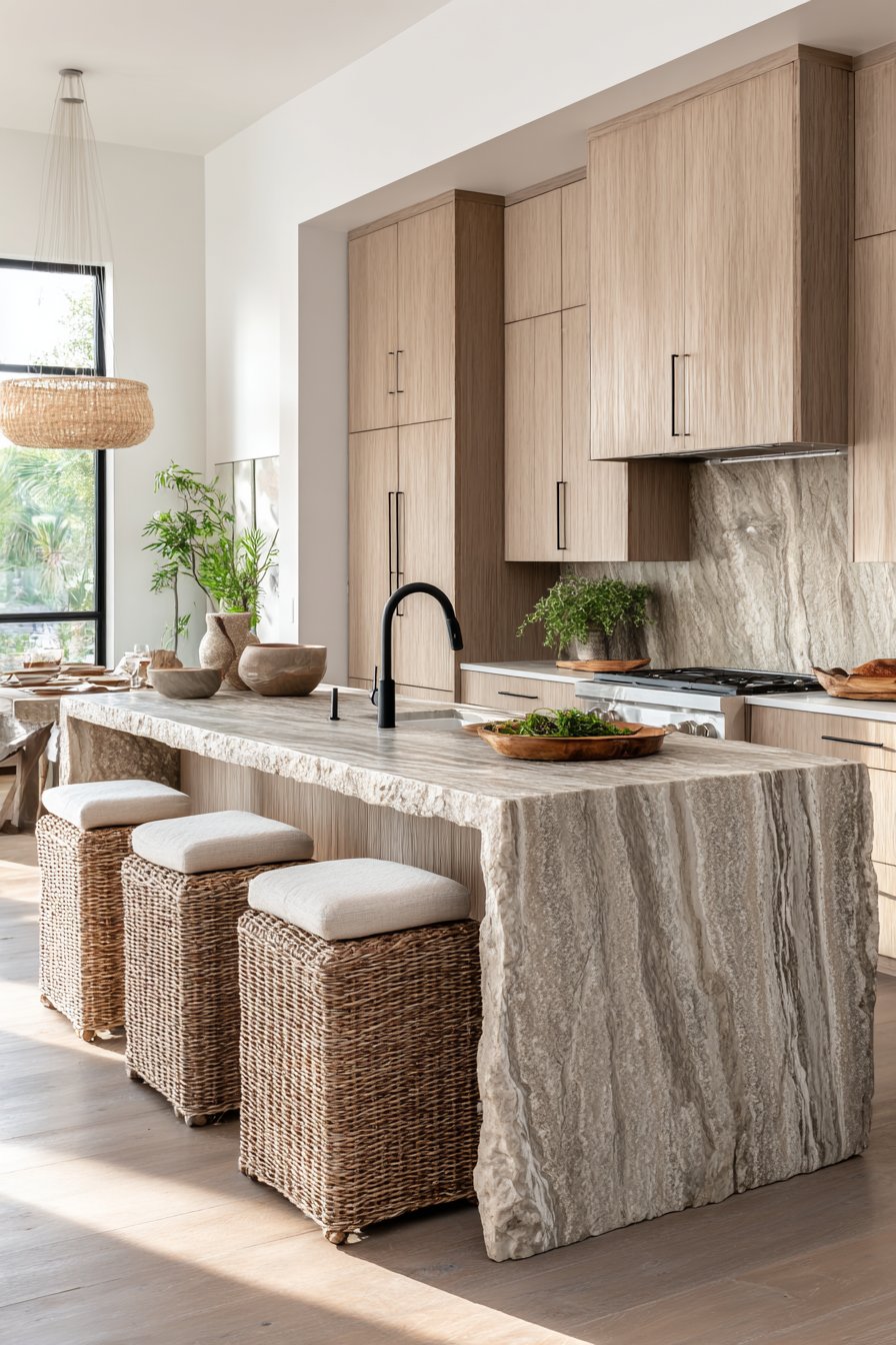Waterfall-Edge Quartzite Island Centerpiece
