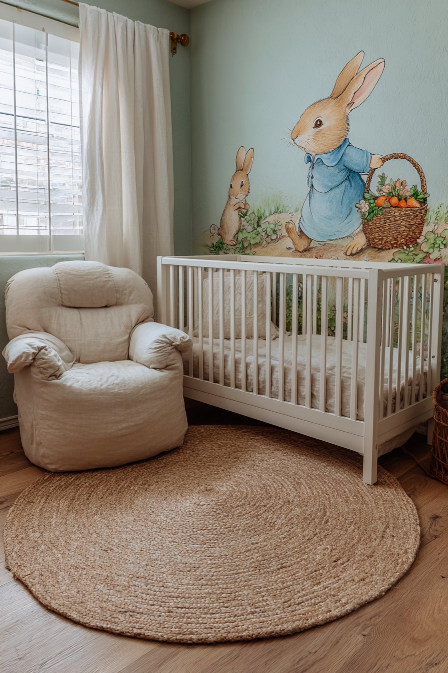 Sage Green Garden Sanctuary with Watercolor Wall Art