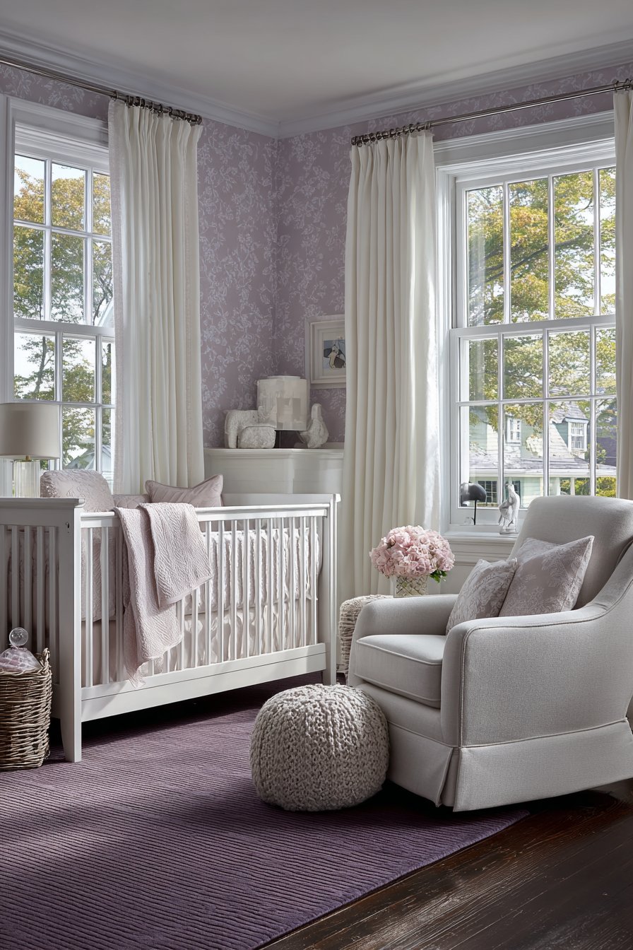 Classic Lavender Sanctuary with Textured Wallpaper