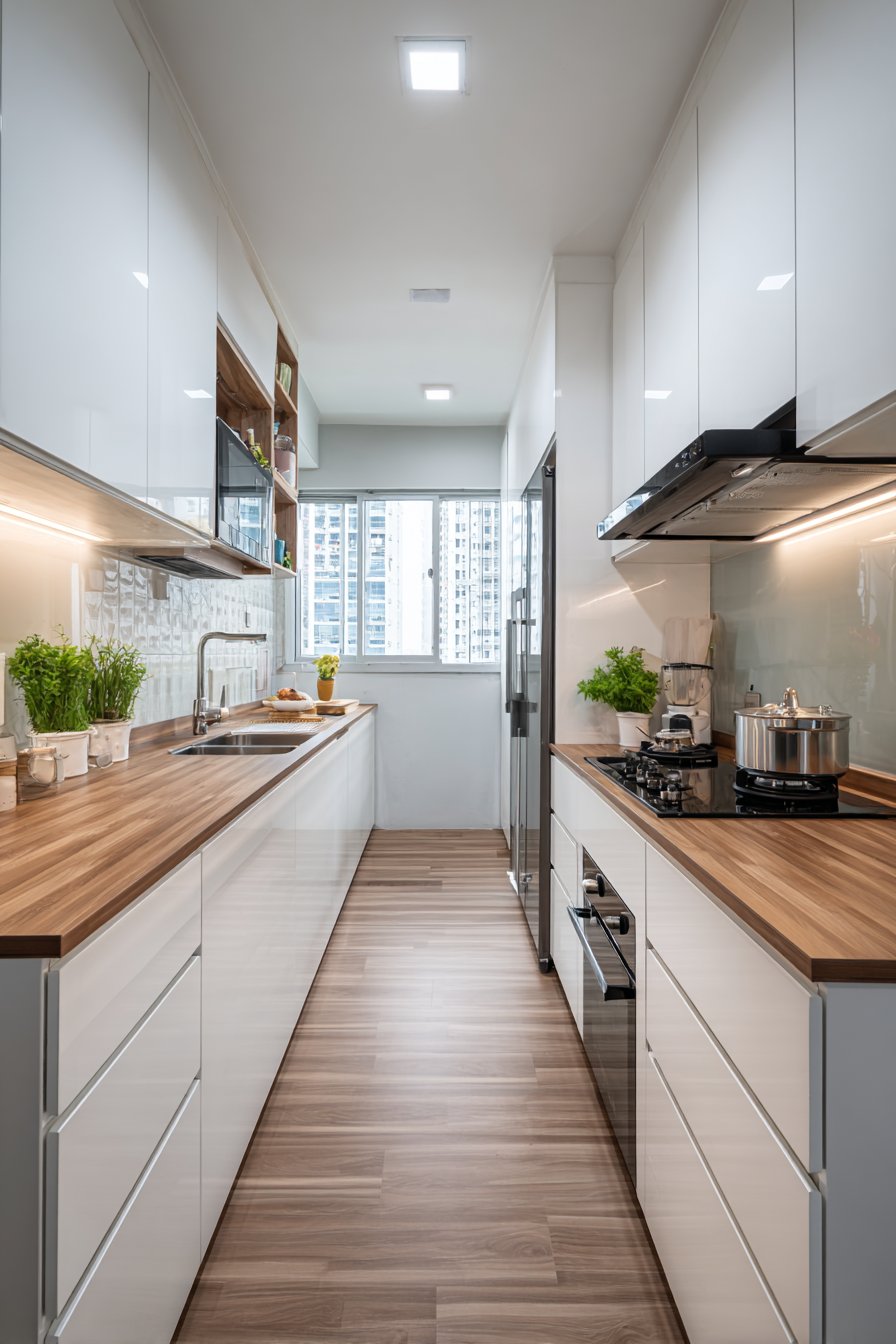 Sleek White Handleless L-Shaped Efficiency