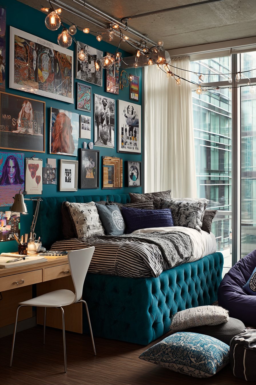 Vibrant Platform Bed with Study Station