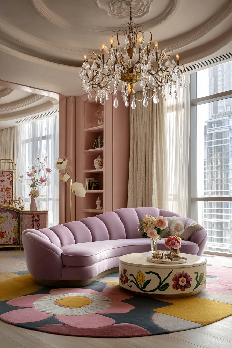 Lavender Dreams with Crystal Chandelier Magic