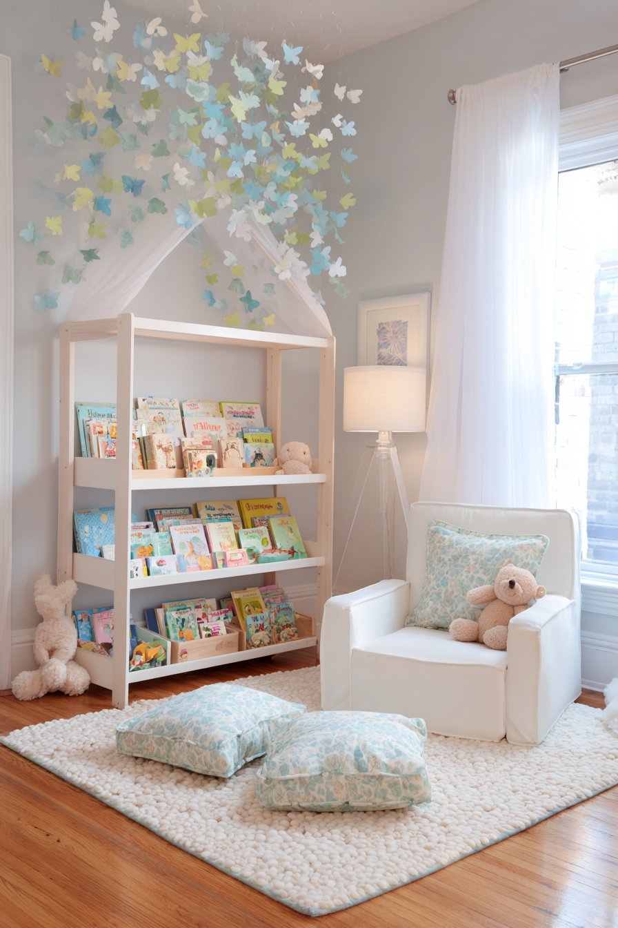 Whimsical Reading Nook with Floating Butterflies