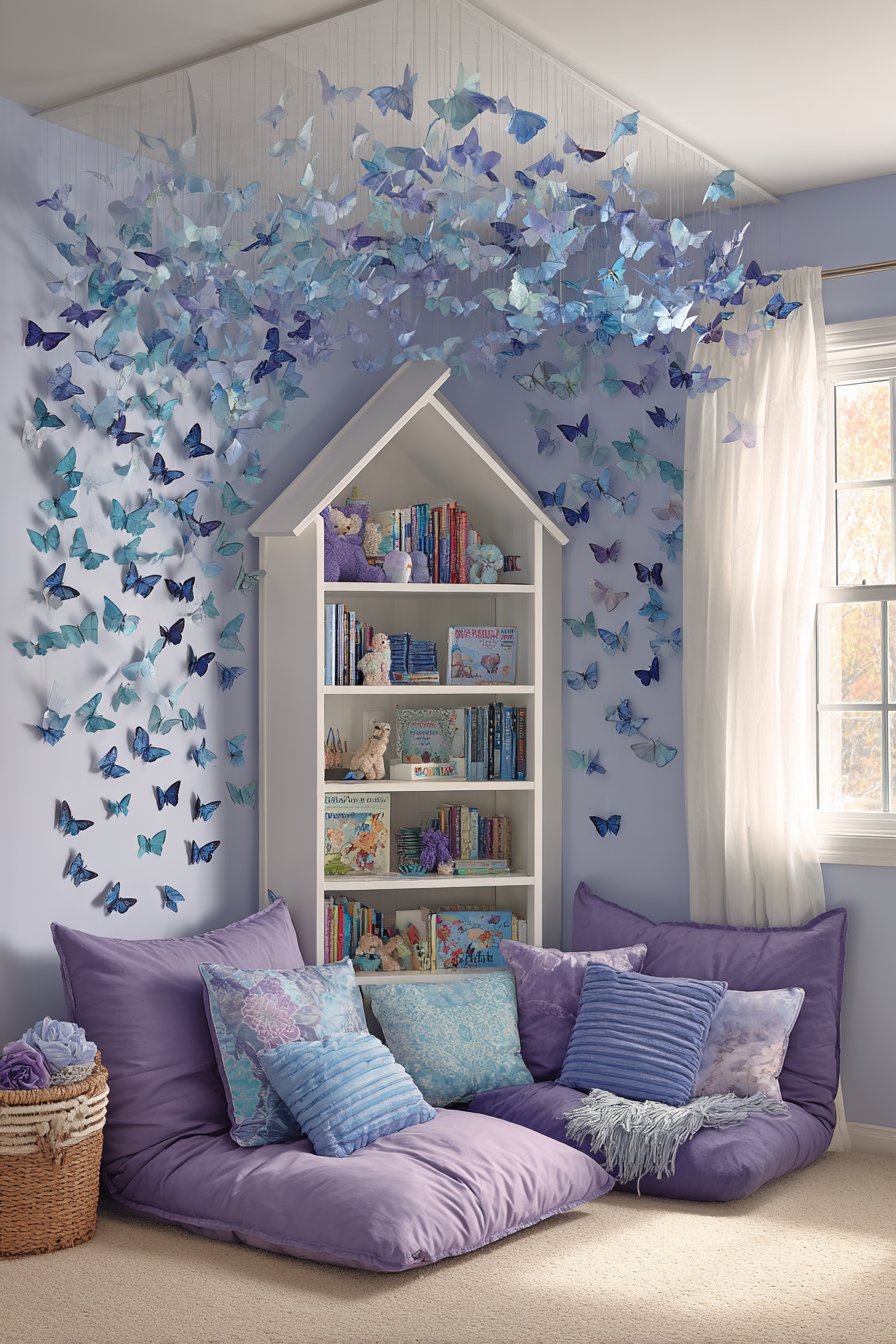 Whimsical Reading Nook with Floating Butterflies