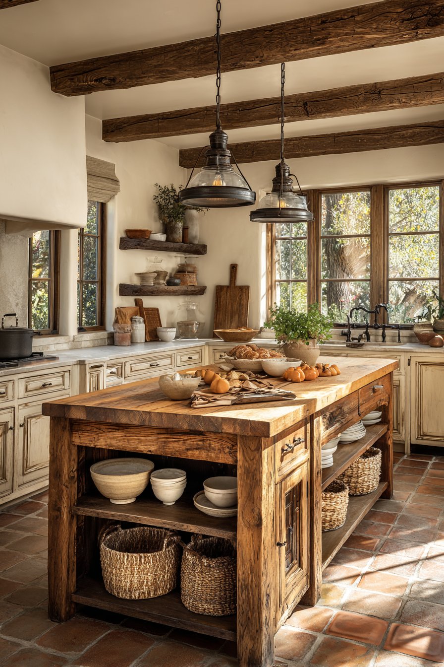 Rustic Reclaimed Wood Farmhouse Island