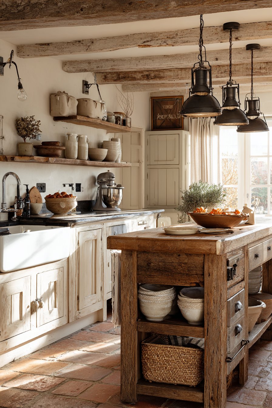 Rustic Reclaimed Wood Farmhouse Island