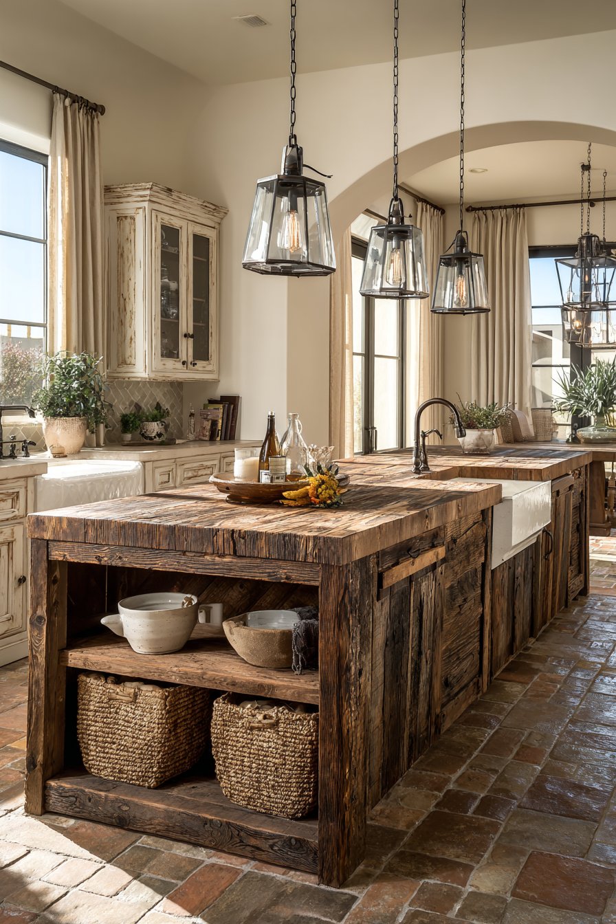 Rustic Reclaimed Wood Farmhouse Island