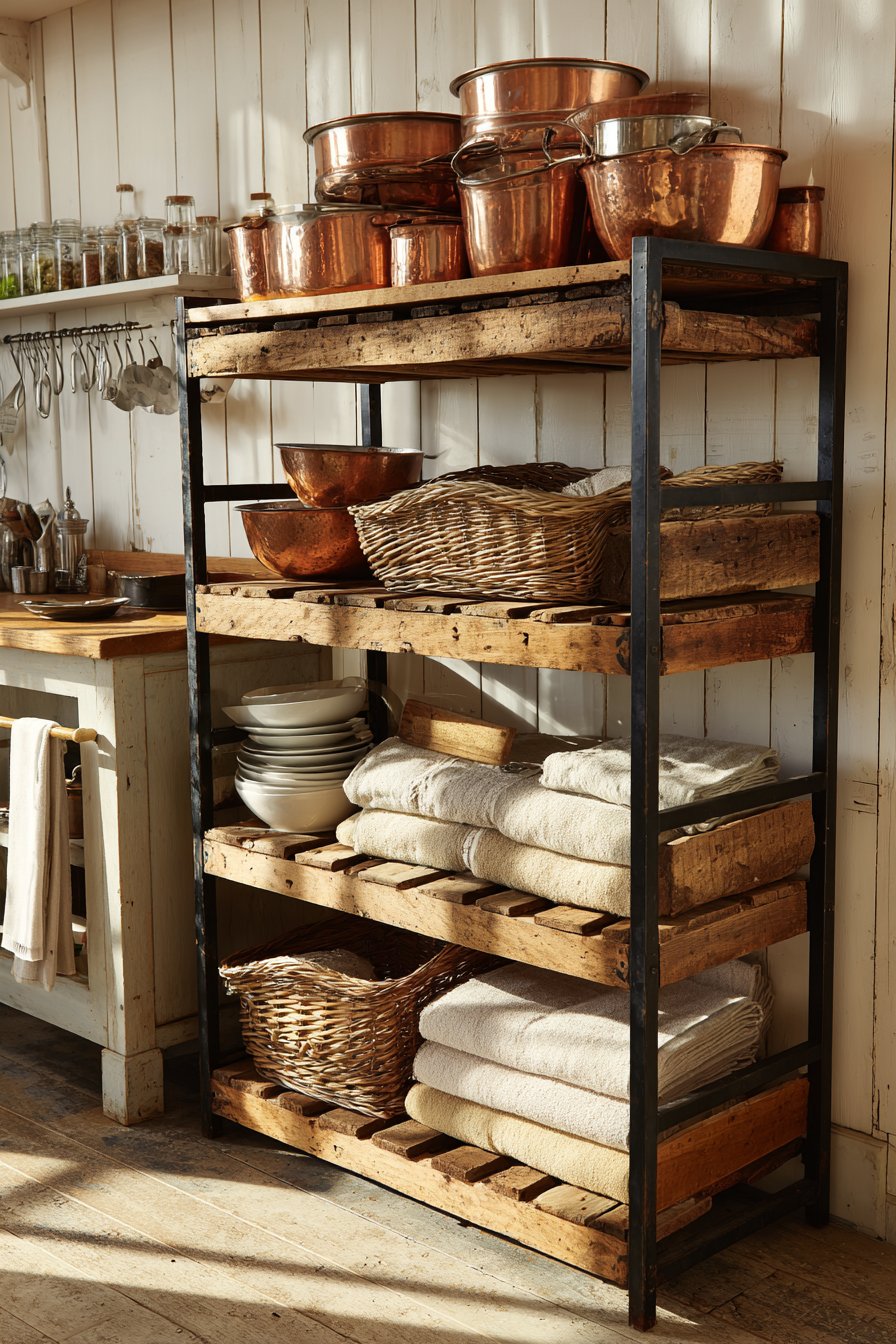 Industrial Baker's Rack with Reclaimed Wood