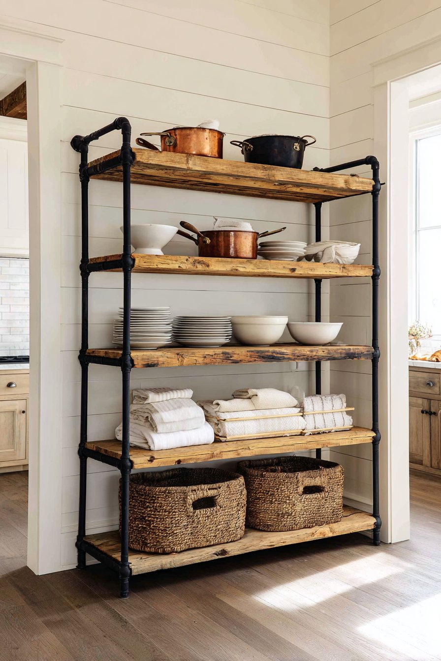 Industrial Baker's Rack with Reclaimed Wood