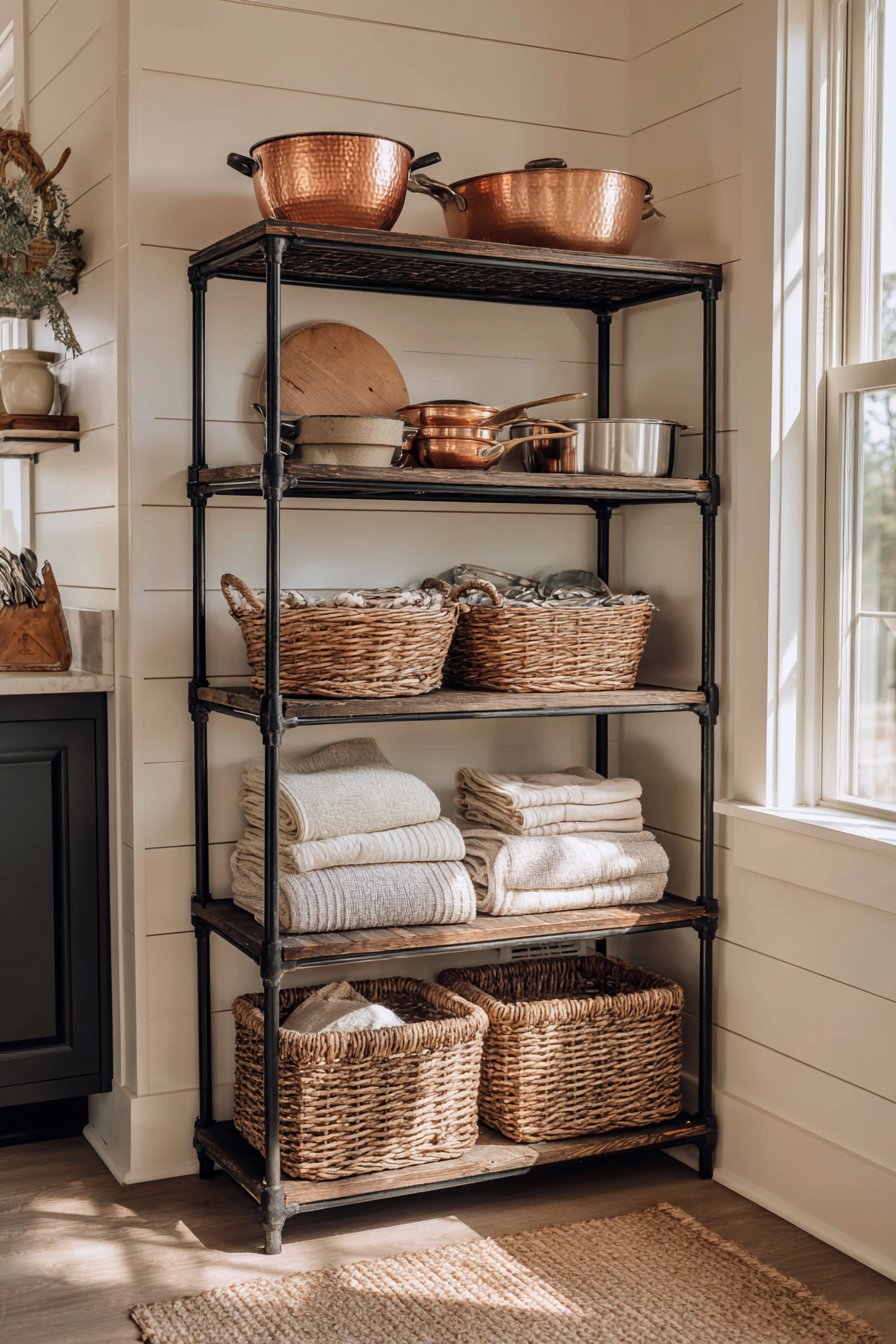 Industrial Baker's Rack with Reclaimed Wood