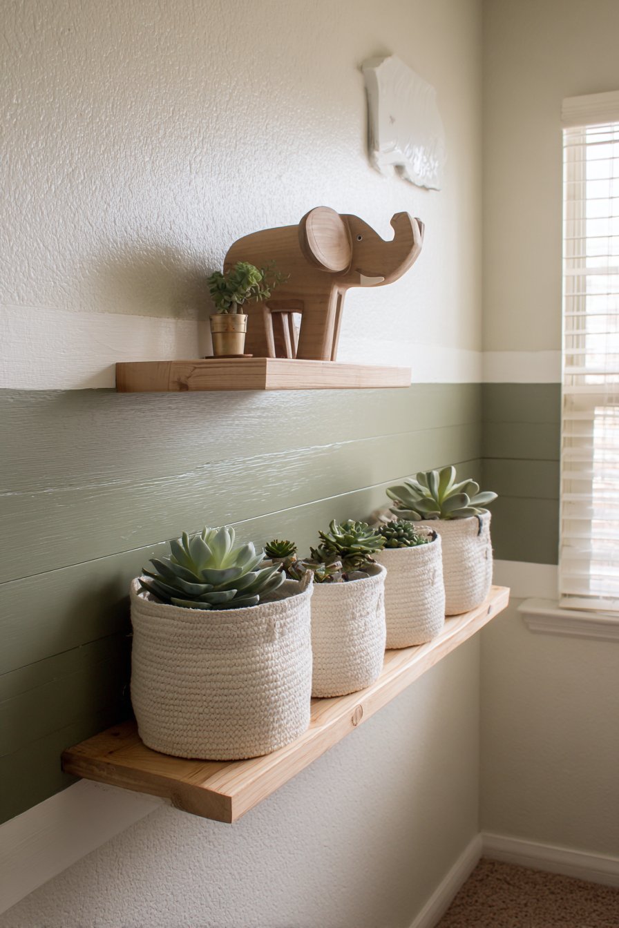 Horizontal Wood Paneling with Olive Green Texture