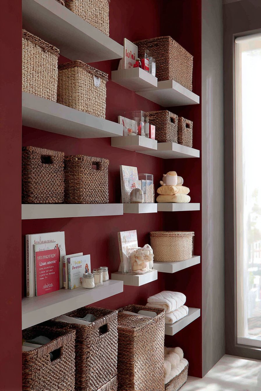 Burgundy Built-In Storage Solution