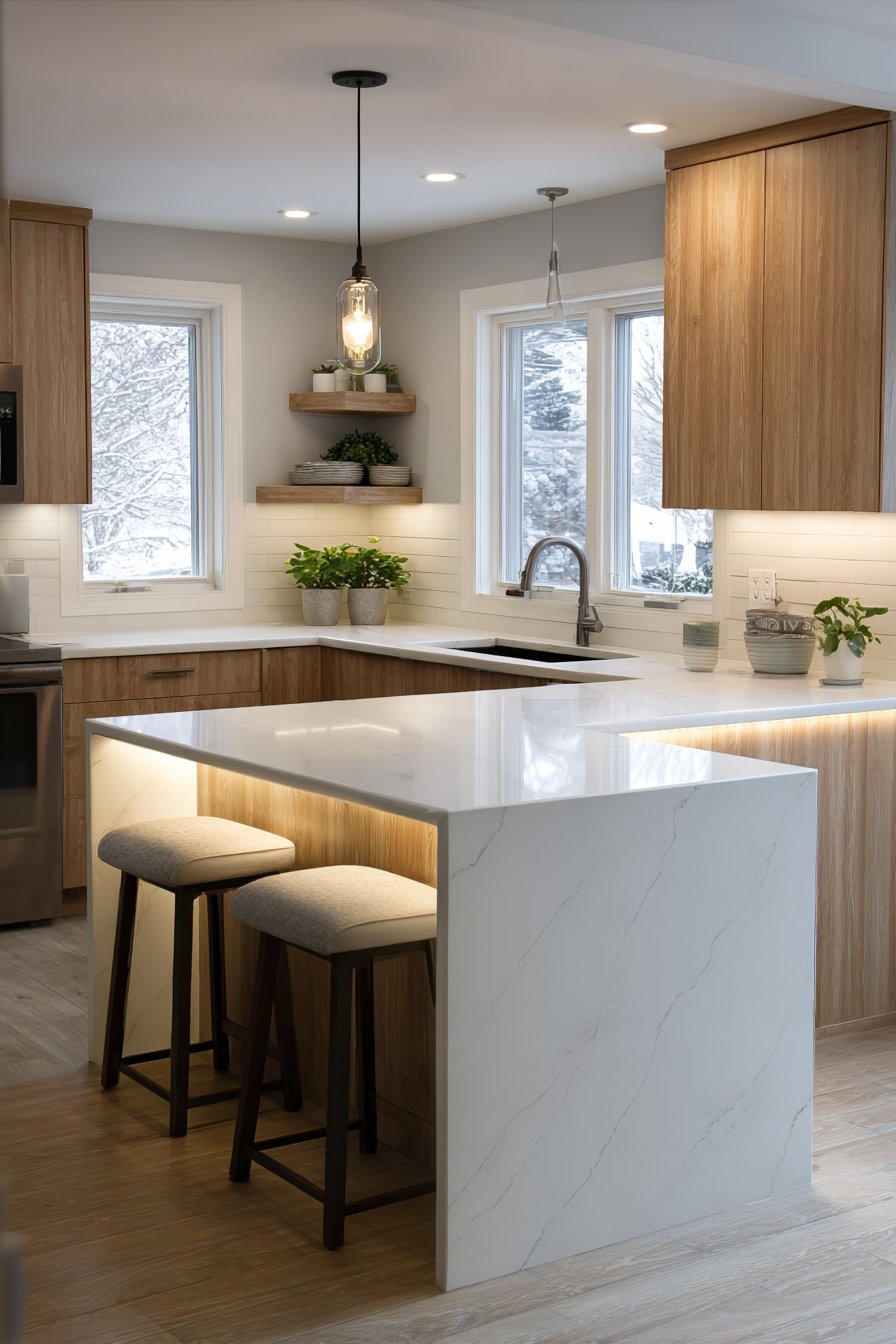 L-Shaped Kitchen with Peninsula Breakfast Bar