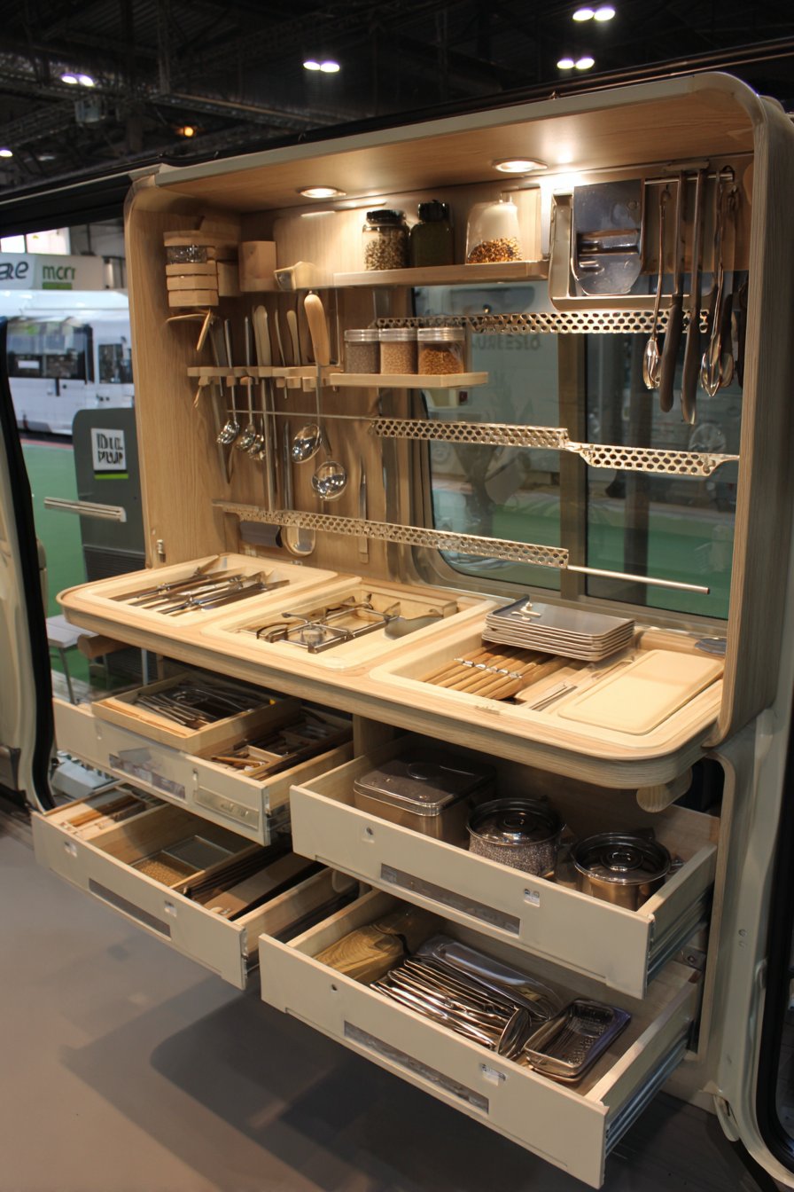 Efficient Galley Layout with Soft-Close Mechanisms