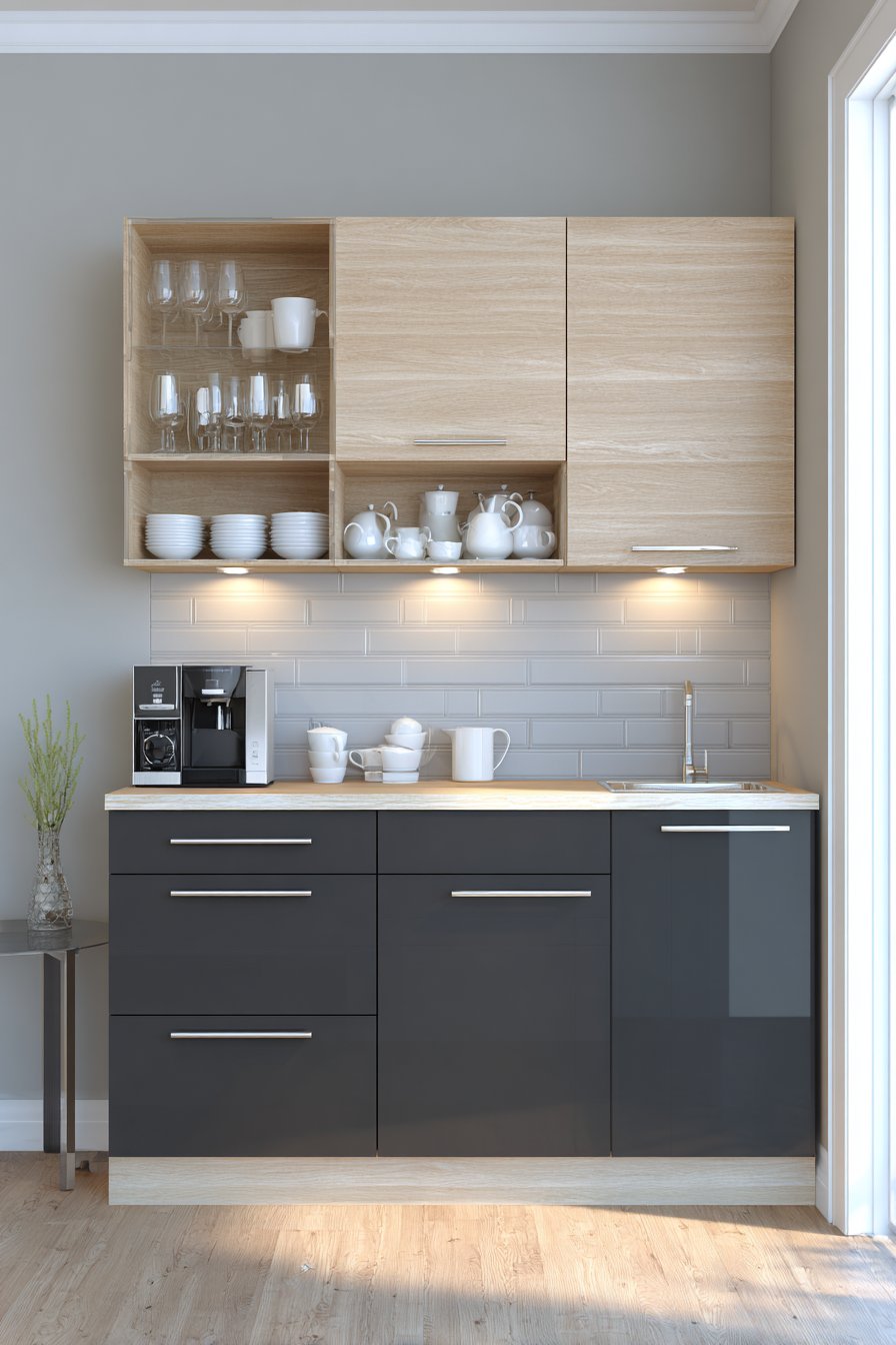 Two-Tone Charcoal and Oak Modern Contrast