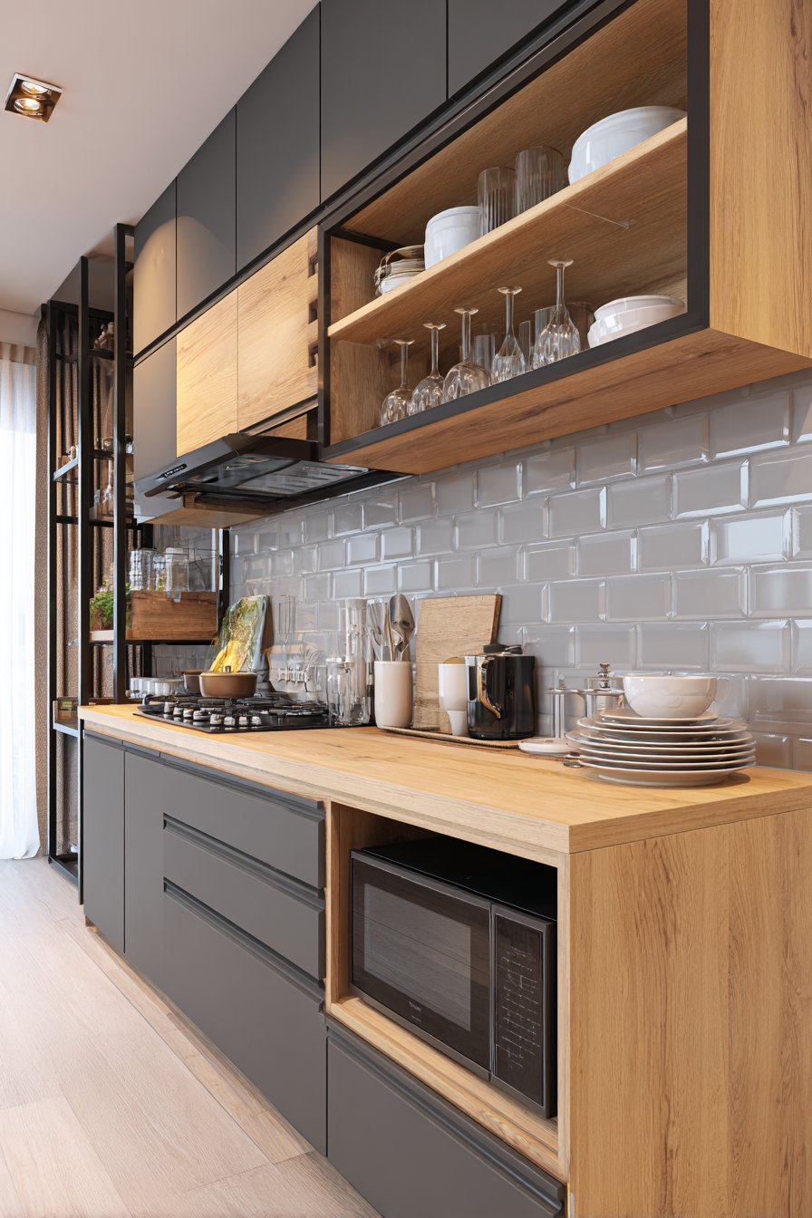 Two-Tone Charcoal and Oak Modern Contrast