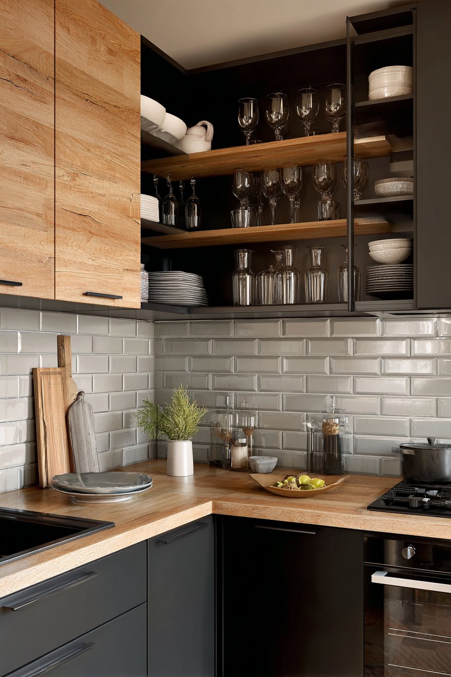 Two-Tone Charcoal and Oak Modern Contrast