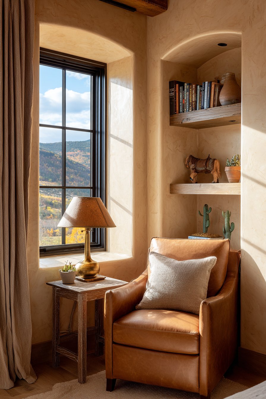 Cozy Reading Nook with Leather Glider