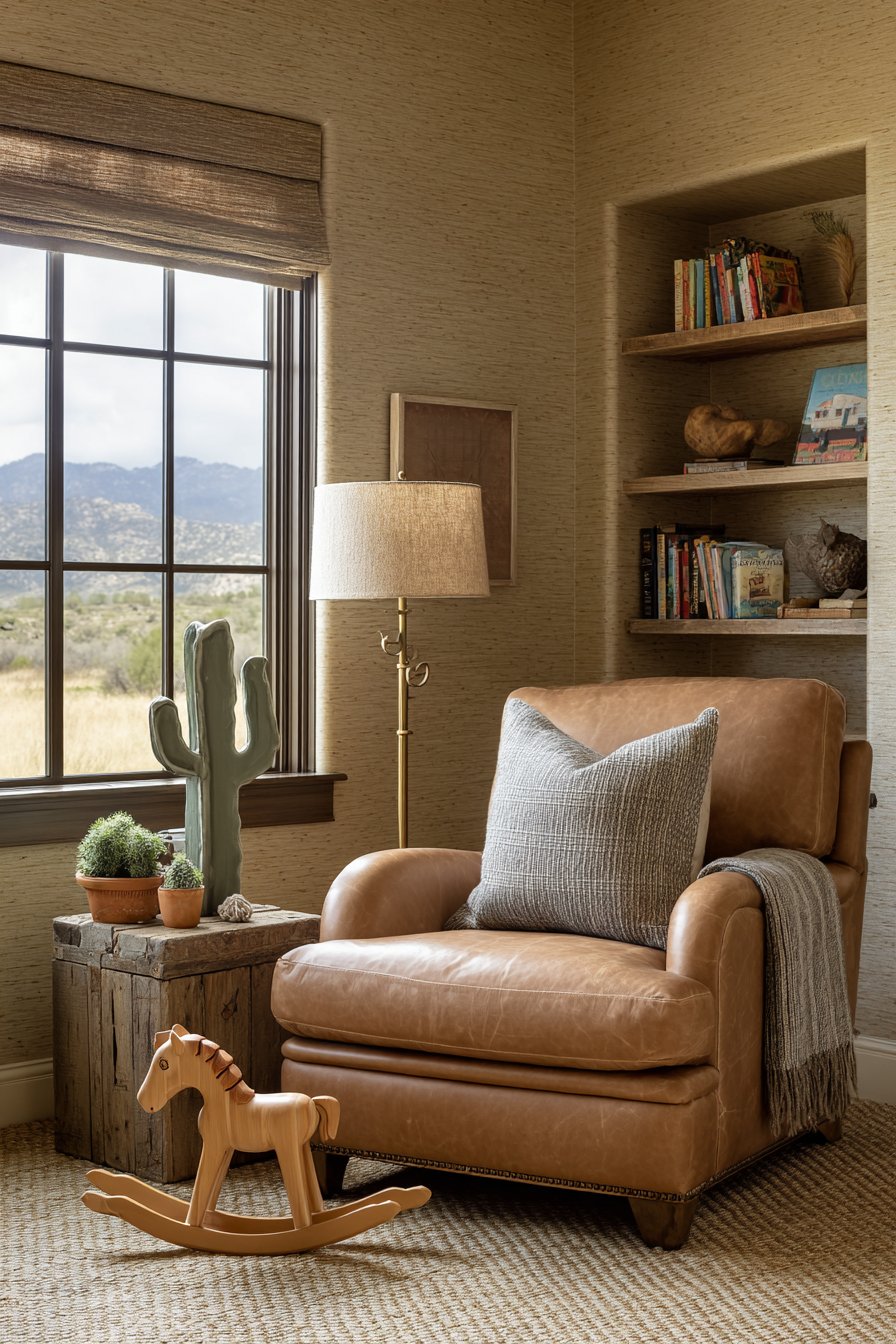 Cozy Reading Nook with Leather Glider
