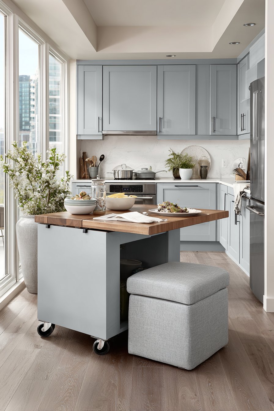 Compact Mobile Island for Small Spaces