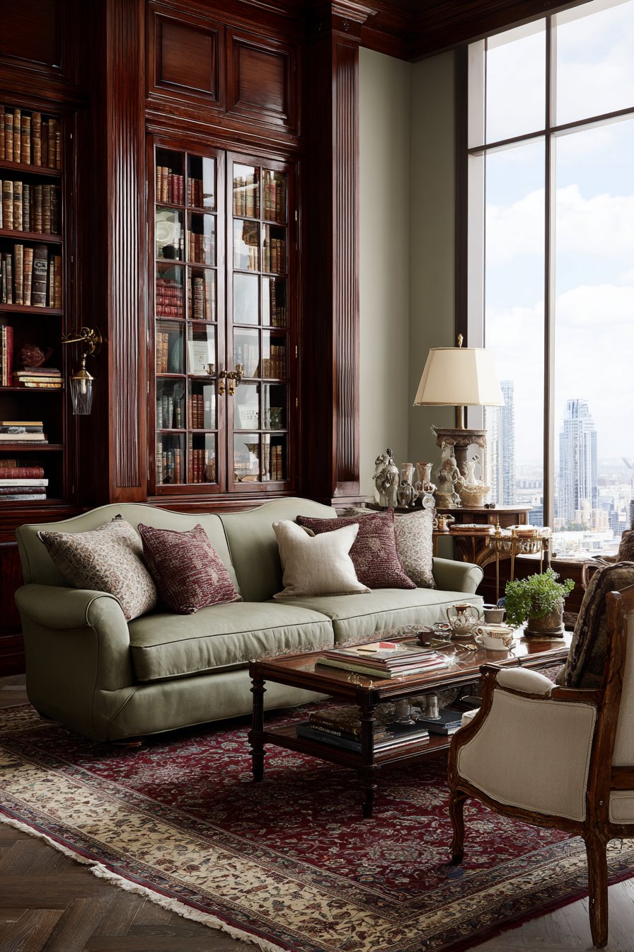 Mahogany Library Living Room