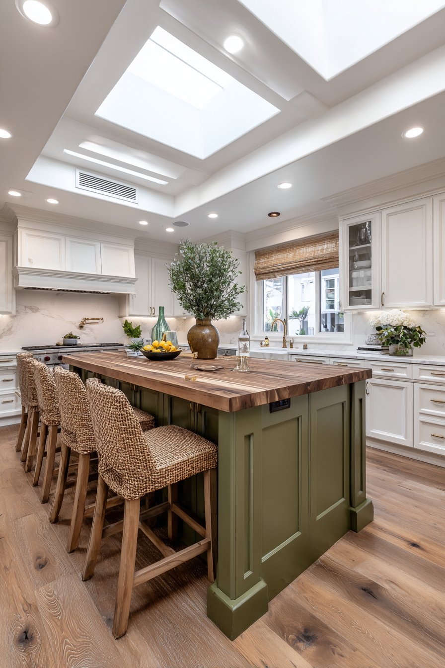 Statement Olive Green Kitchen Island