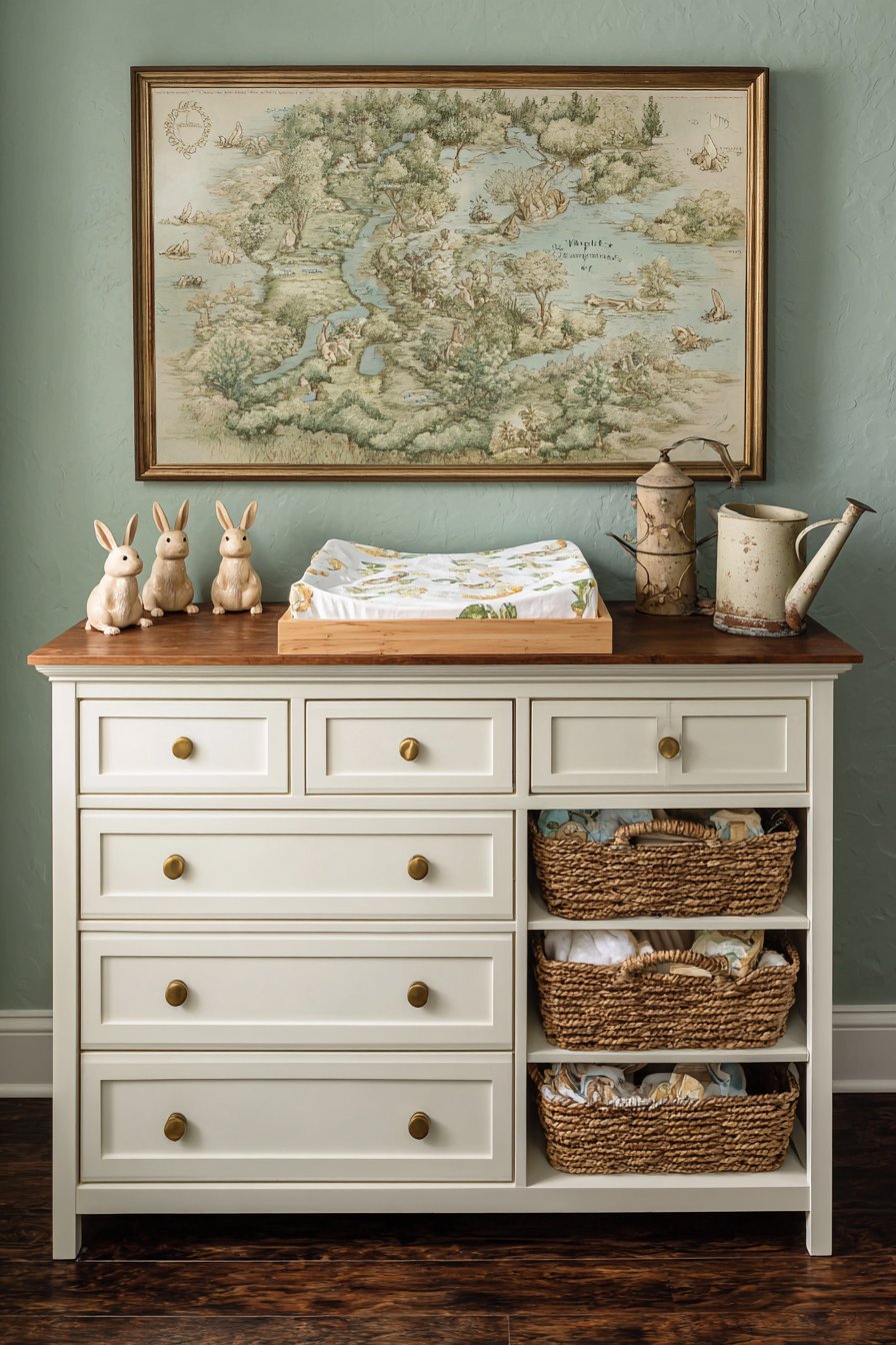 Functional Changing Station with Garden Map Accent