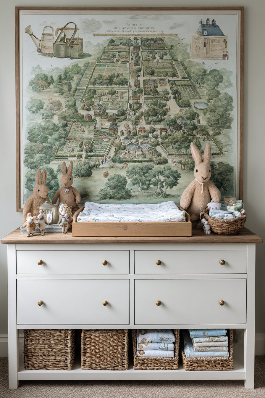 Functional Changing Station with Garden Map Accent