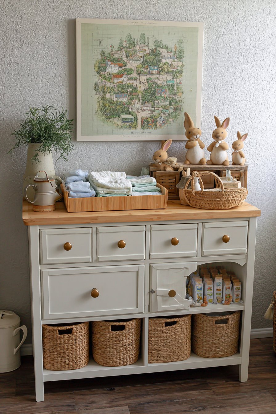 Functional Changing Station with Garden Map Accent