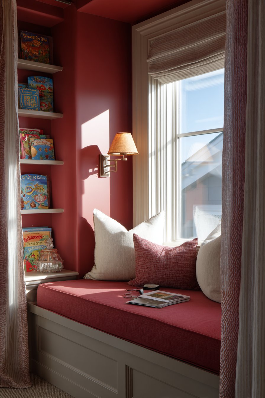 Cranberry Window Seat Reading Nook