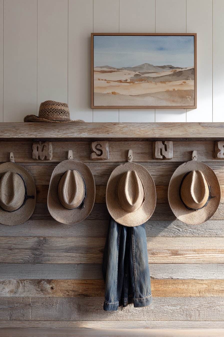 Shiplap Accent Wall with Western Art