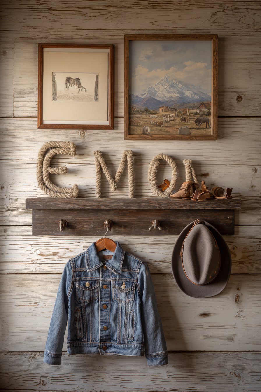 Shiplap Accent Wall with Western Art