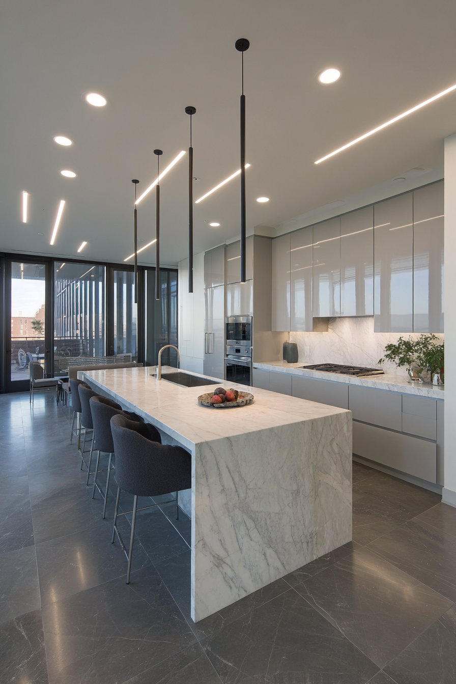 Contemporary Minimalist Island with Integrated Appliances