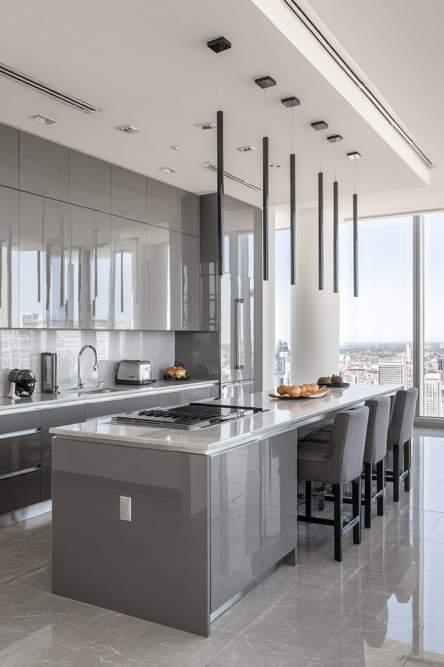 Contemporary Minimalist Island with Integrated Appliances