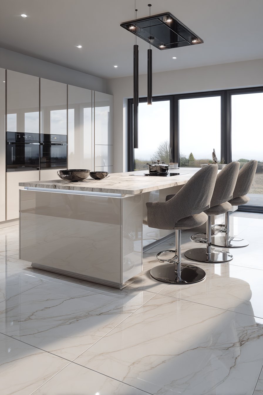 Contemporary Minimalist Island with Integrated Appliances