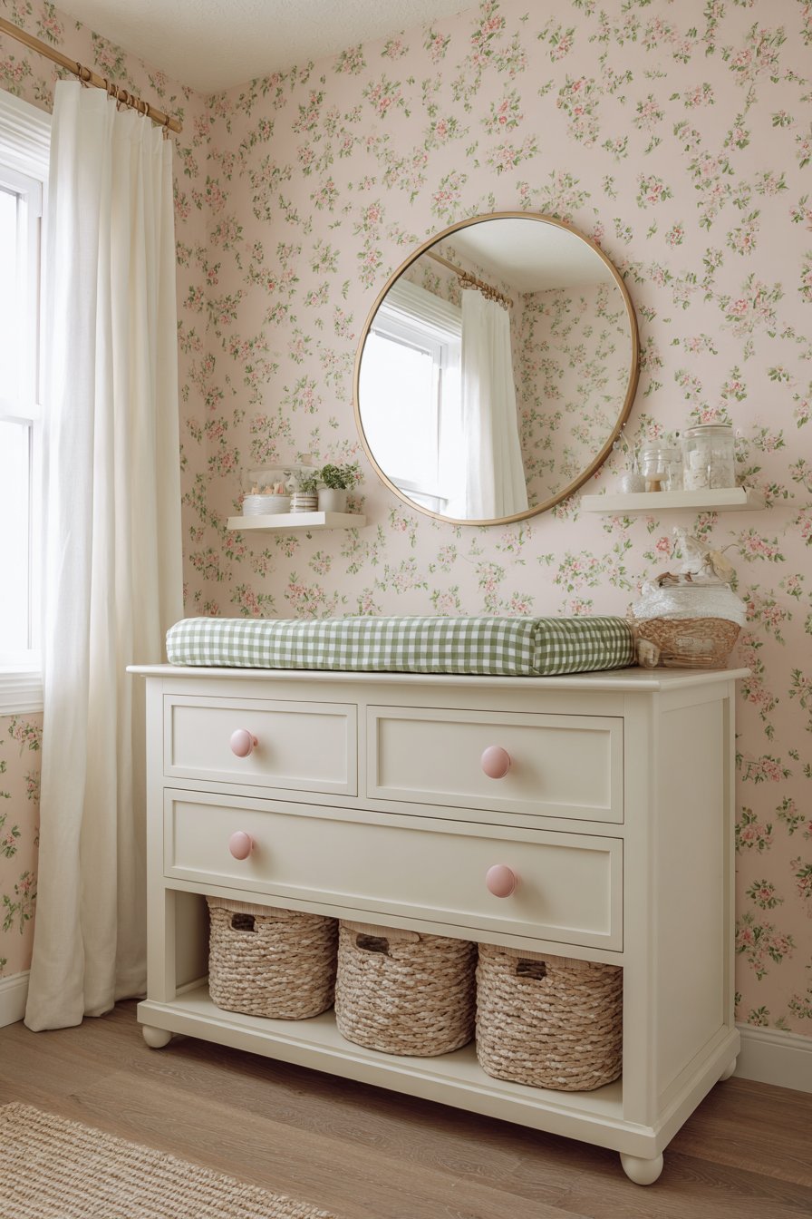 Functional Changing Station with Floral Accents